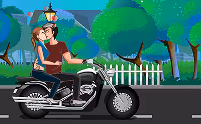 Risky Motorcycle Kissing